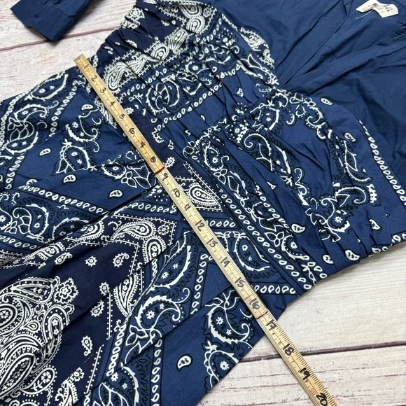 Anthropologie Holding Horses Bandana Paisley Midi Dress Blue Size 16 - Picture 5 of 10